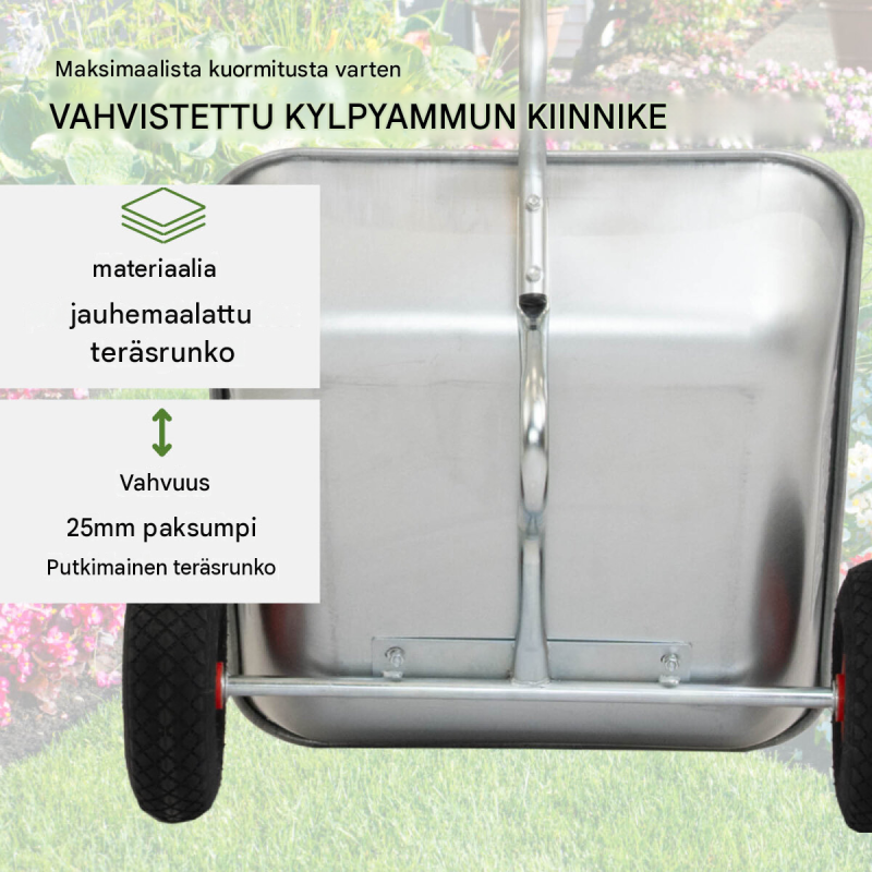 TRUTZHOLM-kottikärry, 100 kg, 75 l, 2 PU-pyörää, sinkitty teräsrunko