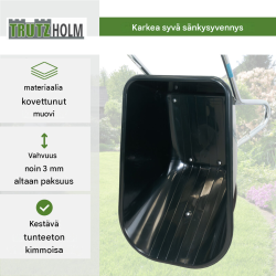 Kottikärry 100 l, polypropeenikaukalo, 250 kg, puhkeamaton PU-pyörä