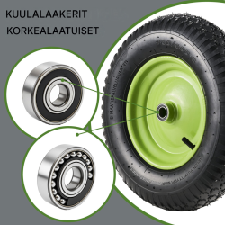 Kottikärryn pyörä 4 80 4 00 8 40 cm vihreä metallivanne akseli 200 kg