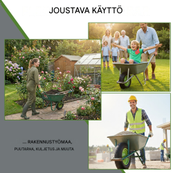 Kottikärryn pyörä 4.80/4.00-8, 40 cm, vihreä metallivanne, akseli, 200 kg