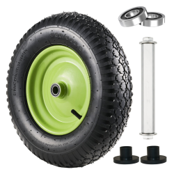 Kottikärryn pyörä 4.80/4.00-8, 40 cm, vihreä metallivanne, akseli, 200 kg