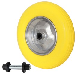 Kottikärryn pyörä 4 80 4 00 8 puhkeamaton PU rengas teräsvanne akseli 200 kg