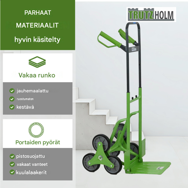 TRUTZHOLM kokoontaitettava porraskärry, 60 kg, teräs, 113 x 44 x 60 cm