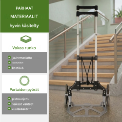 Taitettava alumiininen porraskärry 70 kg, 109 cm, teleskooppikahva