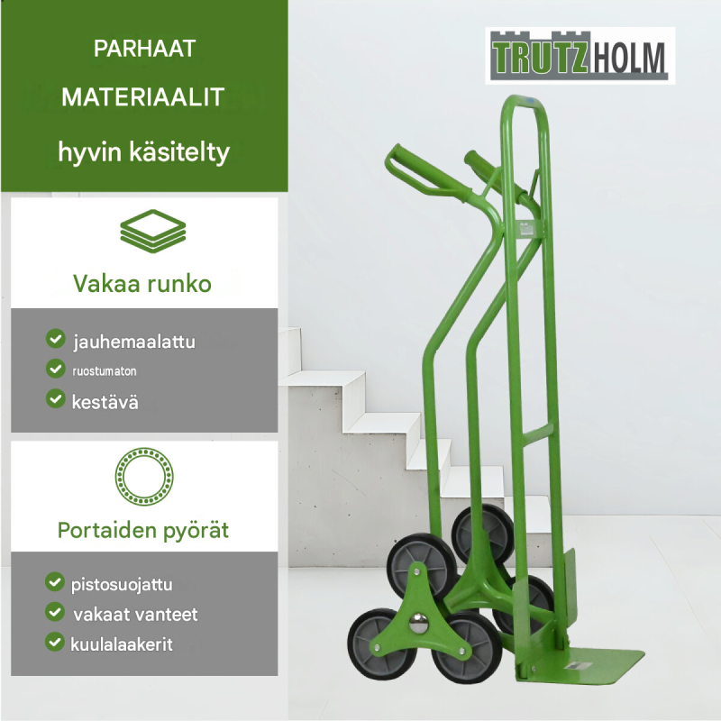 TRUTZHOLM-porraskärry 120 kg, 3 pyörää, puhkeamattomat täyskumipyörät, 118 cm ensisäinen