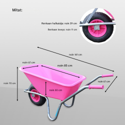 TRUTZHOLM PP100 puutarha- ja rakennuskottikärry, pinkki, 100 l, 250 kg