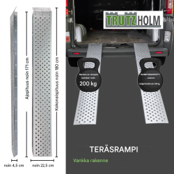 TRUTZHOLM 2 kpl teräksinen lastausramppi, 180 cm, 200 kg/kpl