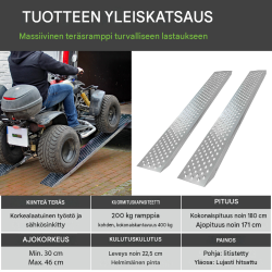 TRUTZHOLM 2 kpl teräksinen lastausramppi, 180 cm, 200 kg/kpl