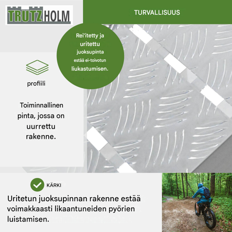 TRUTZHOLM 2 kpl kokoontaitettavia alumiinisia ajoluiskia, 226 cm, 1360 kg, harmaa