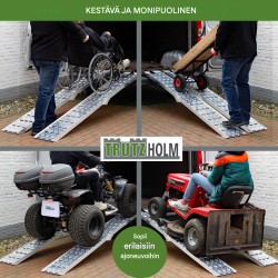 TRUTZHOLM 2 kpl kokoontaitettavia alumiinisia ajoluiskia, 226 cm, 1360 kg, harmaa