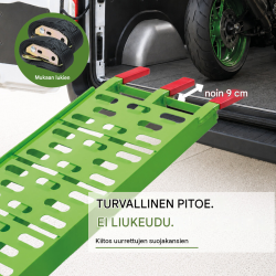 TRUTZHOLM taitettavat alumiinirampit 2 kpl, 228 cm, vihreä, kantavuus 680 kg