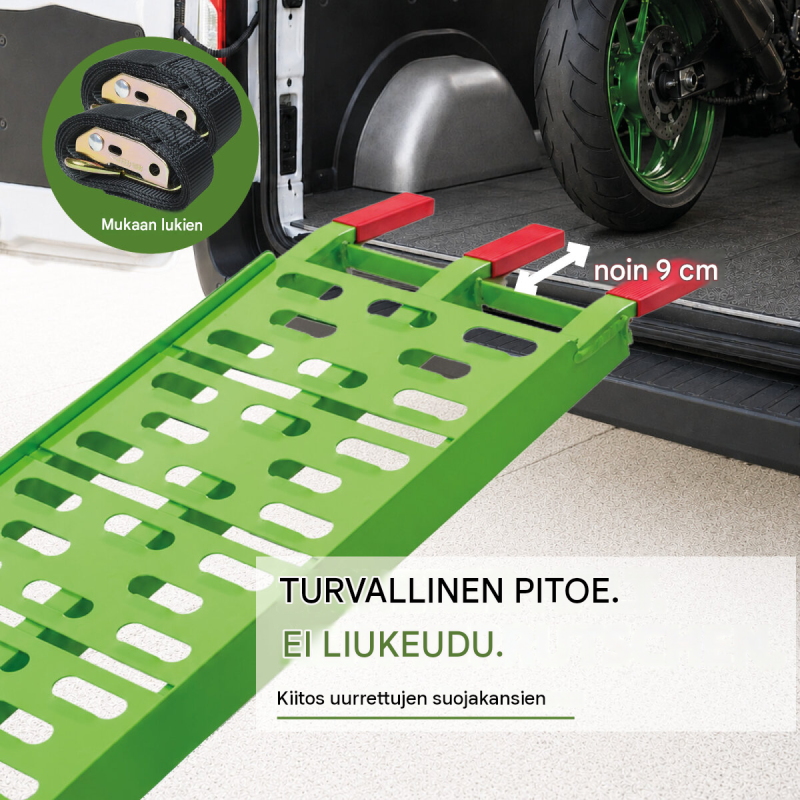 TRUTZHOLM taitettavat alumiinirampit 2 kpl, 228 cm, vihreä, kantavuus 680 kg