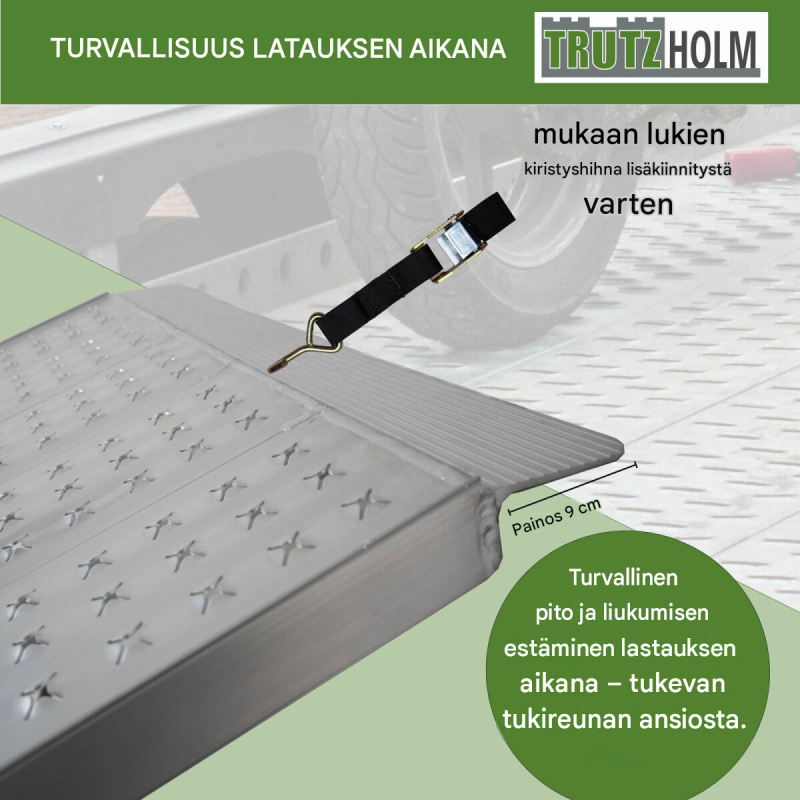 TRUTZHOLM alumiiniramppi 300 x 70 cm, kokoontaitettava, 400 kg, harmaa