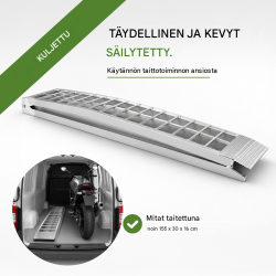 TRUTZHOLM taitettava alumiinir­amppi 305 cm, 272 kg, moottoripyörälle