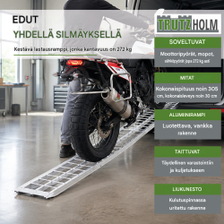TRUTZHOLM taitettava alumiinir­amppi 305 cm, 272 kg, moottoripyörälle