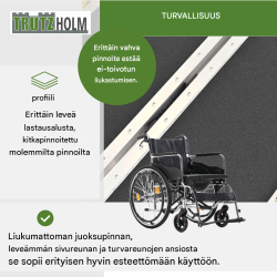 TRUTZHOLM pyörätuoliramppi 213 cm, kokoontaitettava alumiini, 272 kg, musta/harmaa