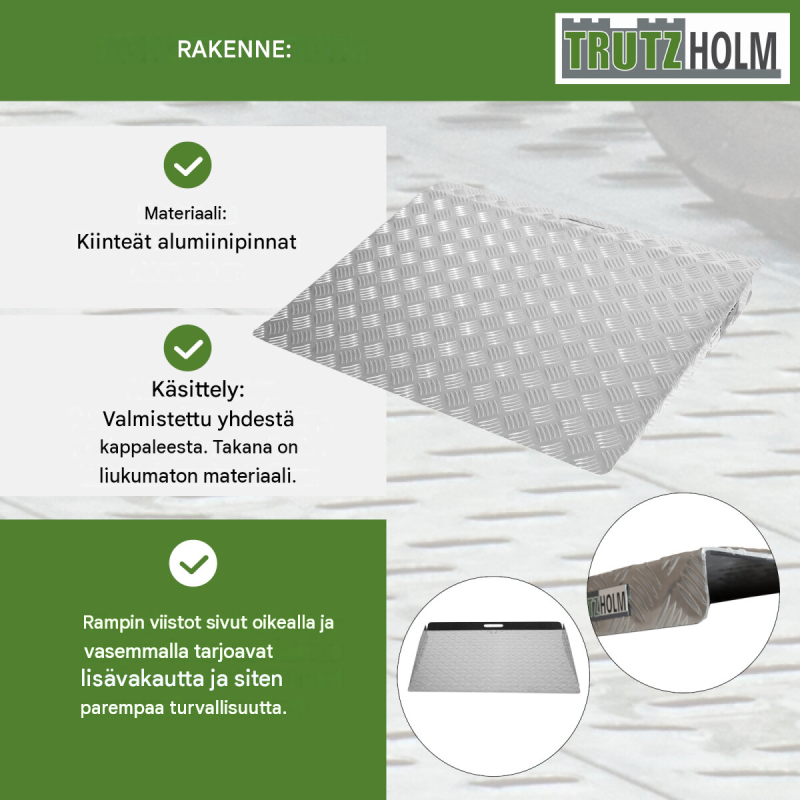 TRUTZHOLM kynnysramppi, 250 kg, aluminium, harmaa, enintään 12 cm