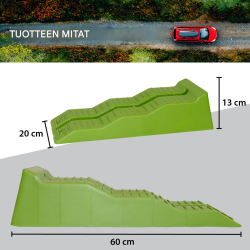TRUTZHOLM-ajokiilat 2 kpl, 5 t, 60 x 20 x 12 cm, muovi, 3 korkeutta