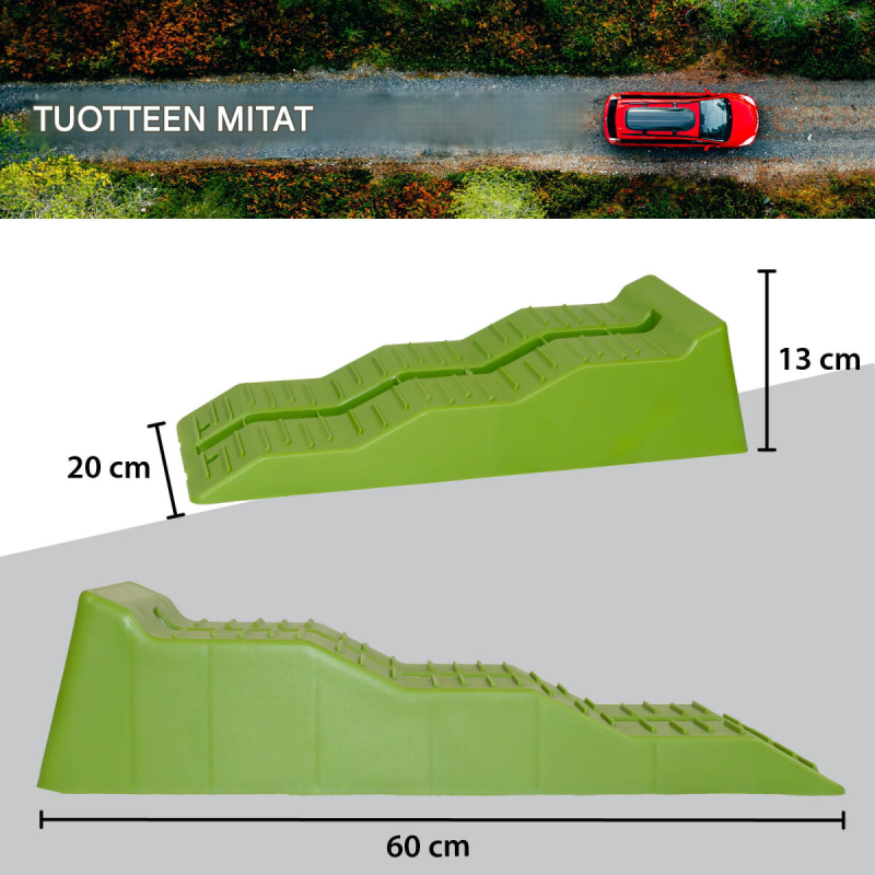 TRUTZHOLM-ajokiilat 2 kpl, 5 t, 60 x 20 x 12 cm, muovi, 3 korkeutta