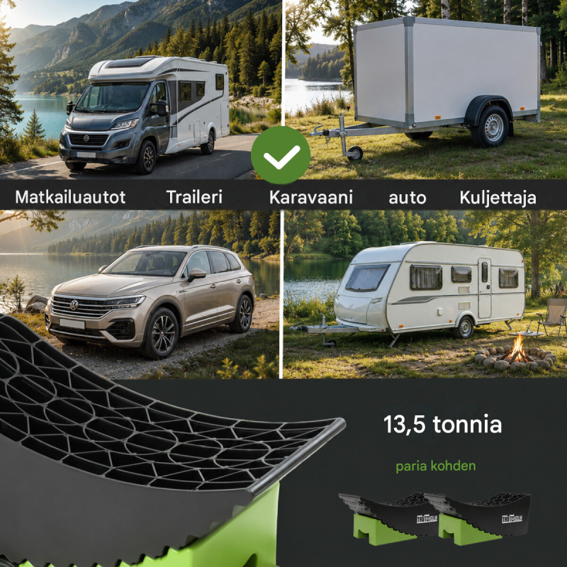 TRUTZHOLM ajokiilat 2 kpl, 13,5 t, kaksiosaiset, alusmatot ja säilytyslaukku