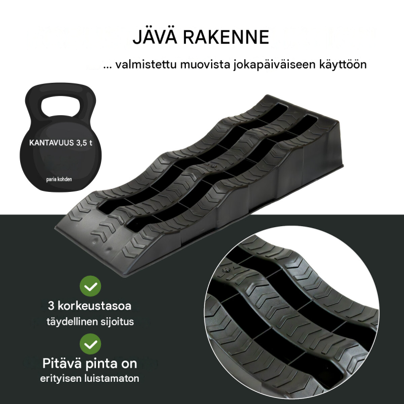 TRUTZHOLM-ajokiilat 2 kpl, 3 korkeutta, 3,5 t, 60 x 21 x 12 cm