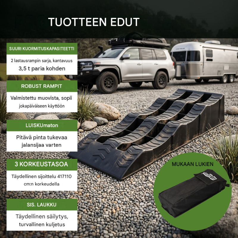 TRUTZHOLM-ajokiilat 2 kpl, 3 korkeutta, 3,5 t, 60 x 21 x 12 cm