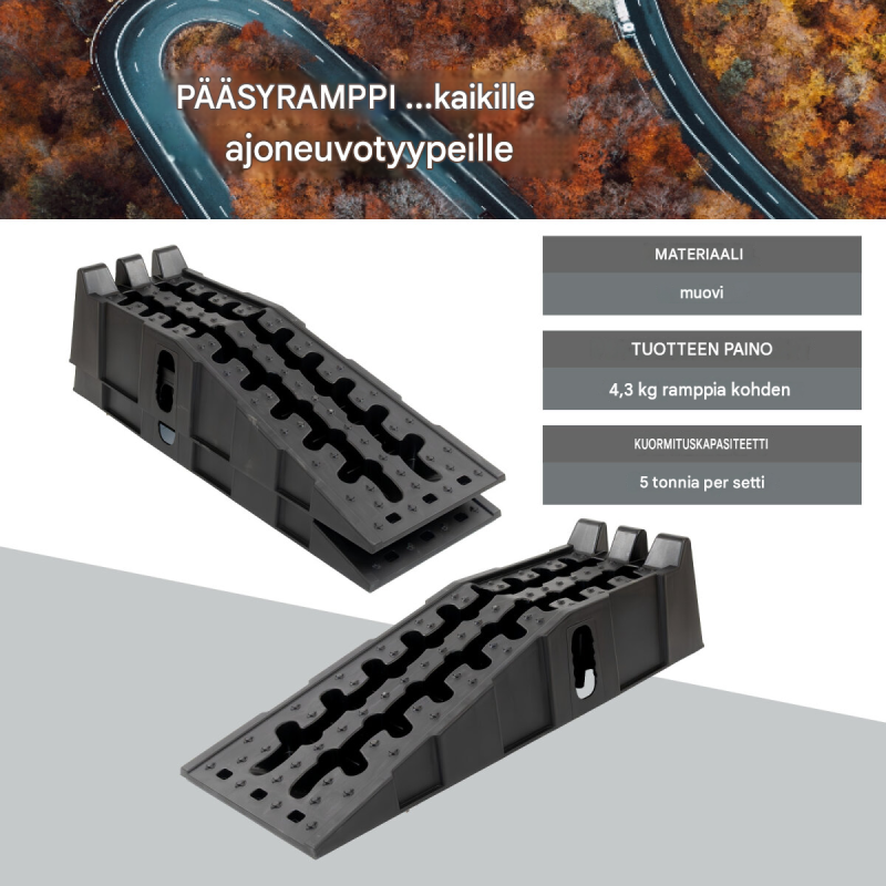 TRUTZHOLM-ajoluiskat 2 kpl, 5 t, 90 x 30 x 21,5 cm, muovi, pinottava