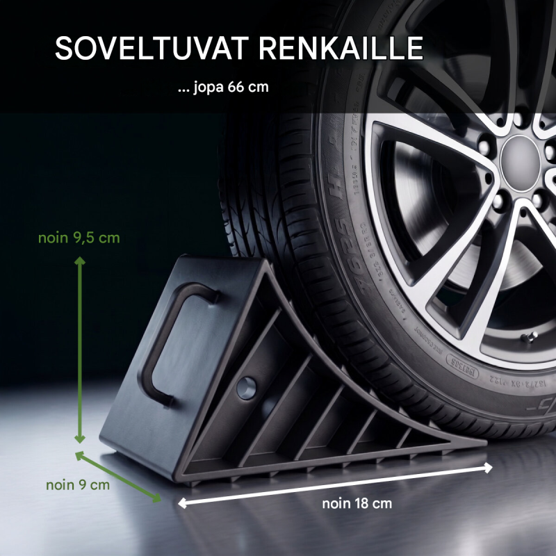 TRUTZHOLM pyöräkiilat 4 kpl, musta muovi, 1,5 t paria kohden, 18 x 9 x 9,5 cm