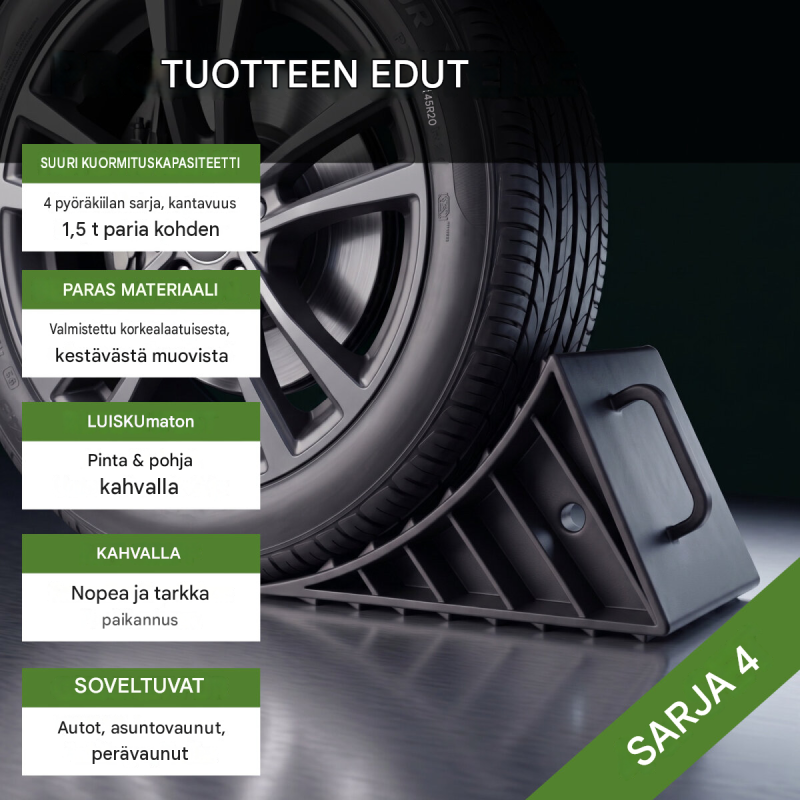 TRUTZHOLM pyöräkiilat 4 kpl, musta muovi, 1,5 t paria kohden, 18 x 9 x 9,5 cm