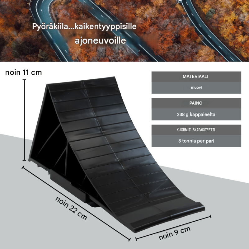 TRUTZHOLM pyöräkiilat 4 kpl pidikkeillä, 3 t, muovi, 22 x 9 x 11 cm