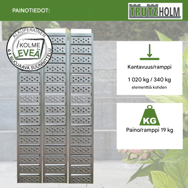DREIBREIT by TRUTZHOLM alumiininen ajoramppi 215 cm, kantavuus 1020 kg