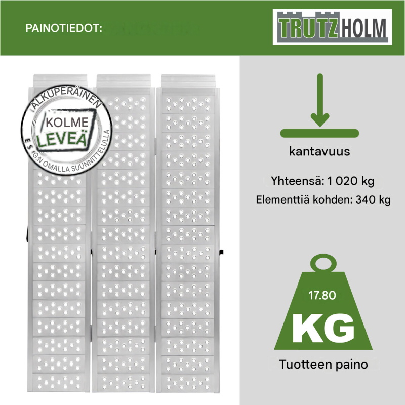 DREIBREIT by TRUTZHOLM ajoramppi, taitettava, 175 cm, 1 020 kg, alumiini, harmaa
