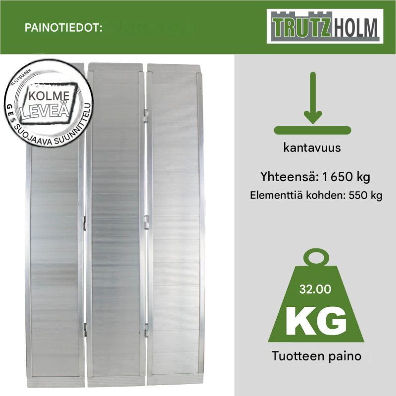 DREIBREIT by TRUTZHOLM alumiiniramppi 175 cm, taittuva, 1.650 kg, 114 cm leveä