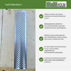 TRUTZHOLM alumiiniset reikälevyt 2 kpl, 100 x 20 cm, 1,5 mm, kulkusuojaimeksi ja lastauslevyksi