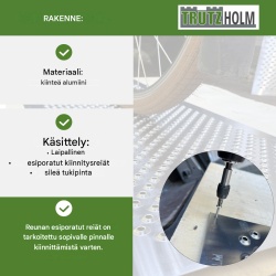 Alumiininen reikälevypari 2 kpl, harmaa, 100 x 40 cm, 1,5 mm, luistamista vähentävä pinta