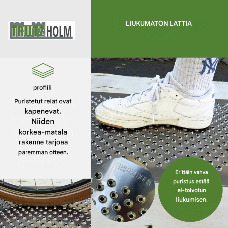 Alumiininen reikälevypari 2 kpl, harmaa, 100 x 40 cm, 1,5 mm, luistamista vähentävä pinta