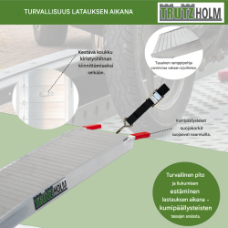 TRUTZHOLM alumiinirampi 205 cm, taitettava, 340 kg, harmaa, rihlattu ajopinta