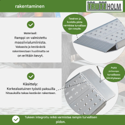 TRUTZHOLM ajoramppi 100 x 28 cm, alumiini, 270 kg, kiinnityspultti
