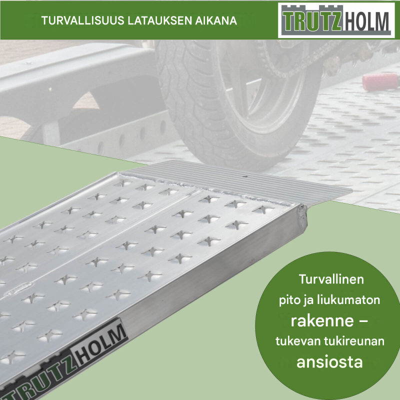 TRUTZHOLM ajoramppi 100 x 28 cm, alumiini, 270 kg, kiinnityspultti