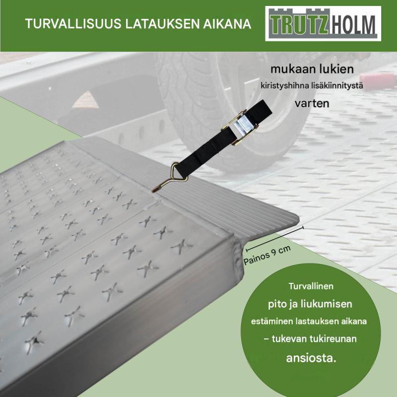 TRUTZHOLM kokoontaitettava alumiiniramppi, 213 x 70 cm, 400 kg
