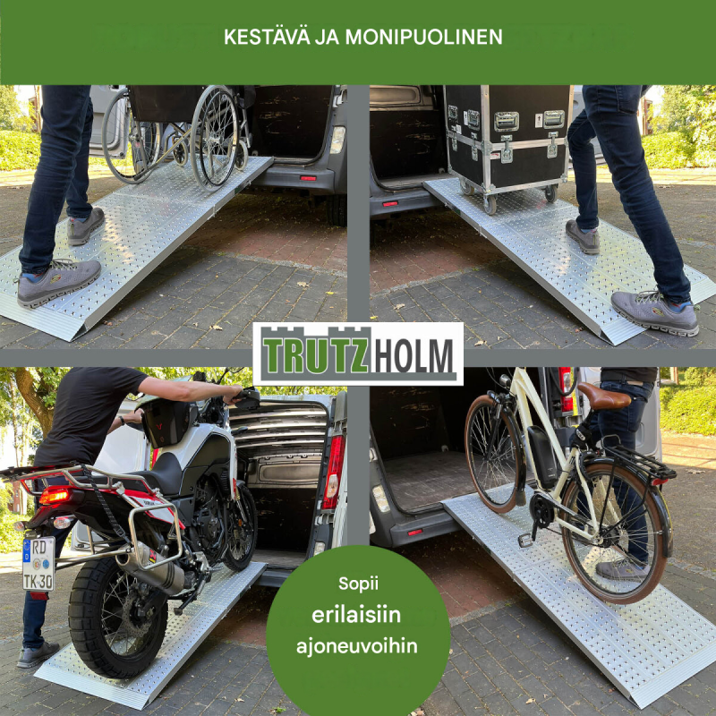 TRUTZHOLM kokoontaitettava alumiiniramppi, 213 x 70 cm, 400 kg