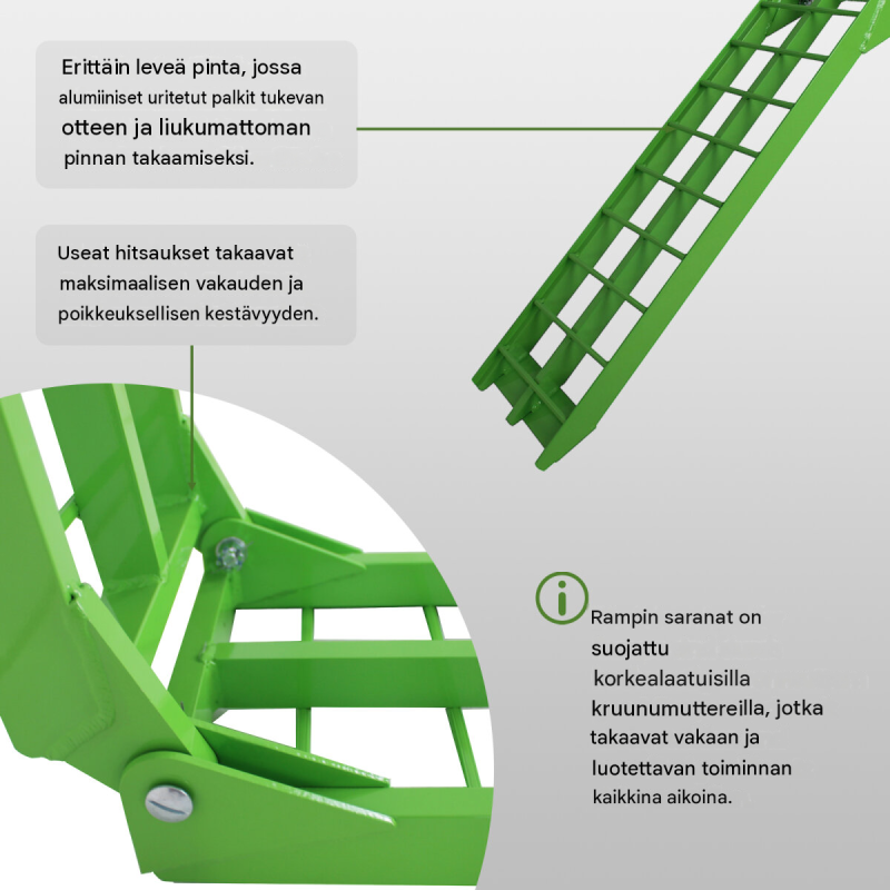 TRUTZHOLM® alumiininen taitettava lastausramppi 180 cm, vihreä, 340 kg