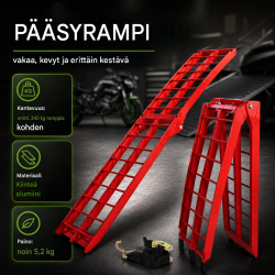 TRUTZHOLM taittuva lastausramppi 180 cm, alumiini, 340 kg, punainen 3003