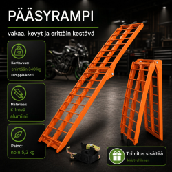 TRUTZHOLM taitettava alumiiniramppi, 180 cm, 340 kg, oranssi