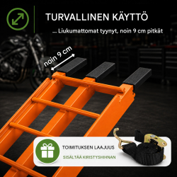 TRUTZHOLM taitettava alumiiniramppi, 180 cm, 340 kg, oranssi