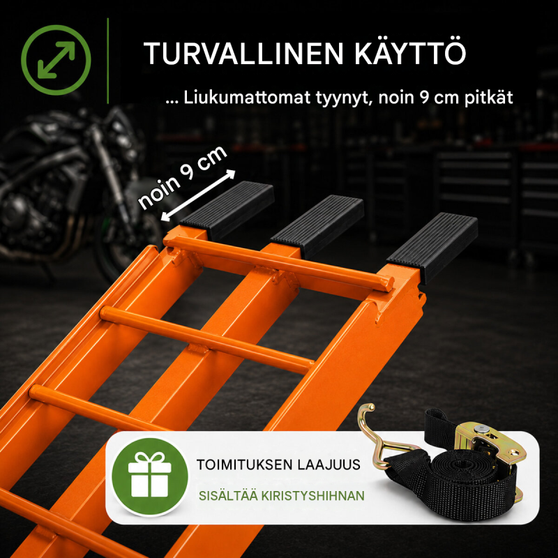 TRUTZHOLM taitettava alumiiniramppi, 180 cm, 340 kg, oranssi