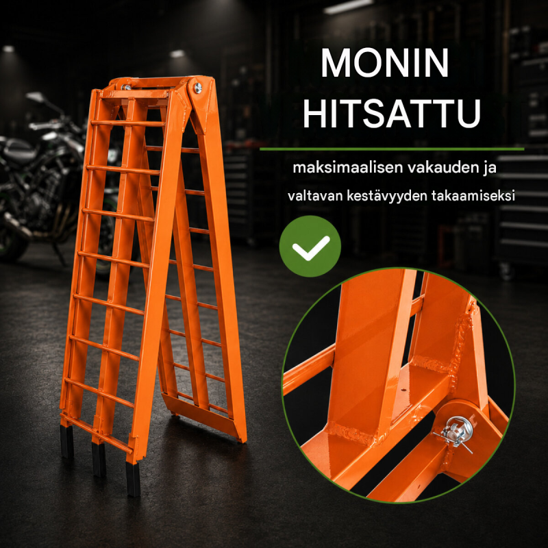 TRUTZHOLM taitettava alumiiniramppi, 180 cm, 340 kg, oranssi