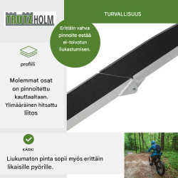 TRUTZHOLM taitettava alumiiniramppi 228 cm, 340 kg, sähköpyörille ja moottoripyörille
