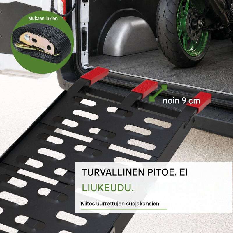 TRUTZHOLM taitettava ajoramppi, 228 cm, 340 kg, alumiini, musta