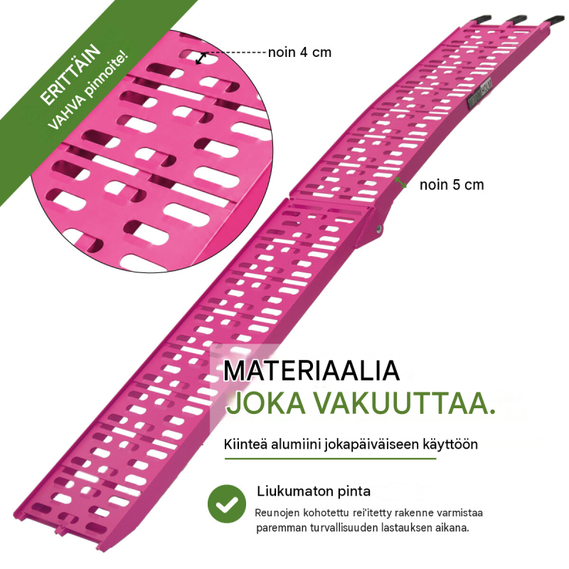 TRUTZHOLM taitettava alumiiniramppi, pink, 228 cm, 340 kg